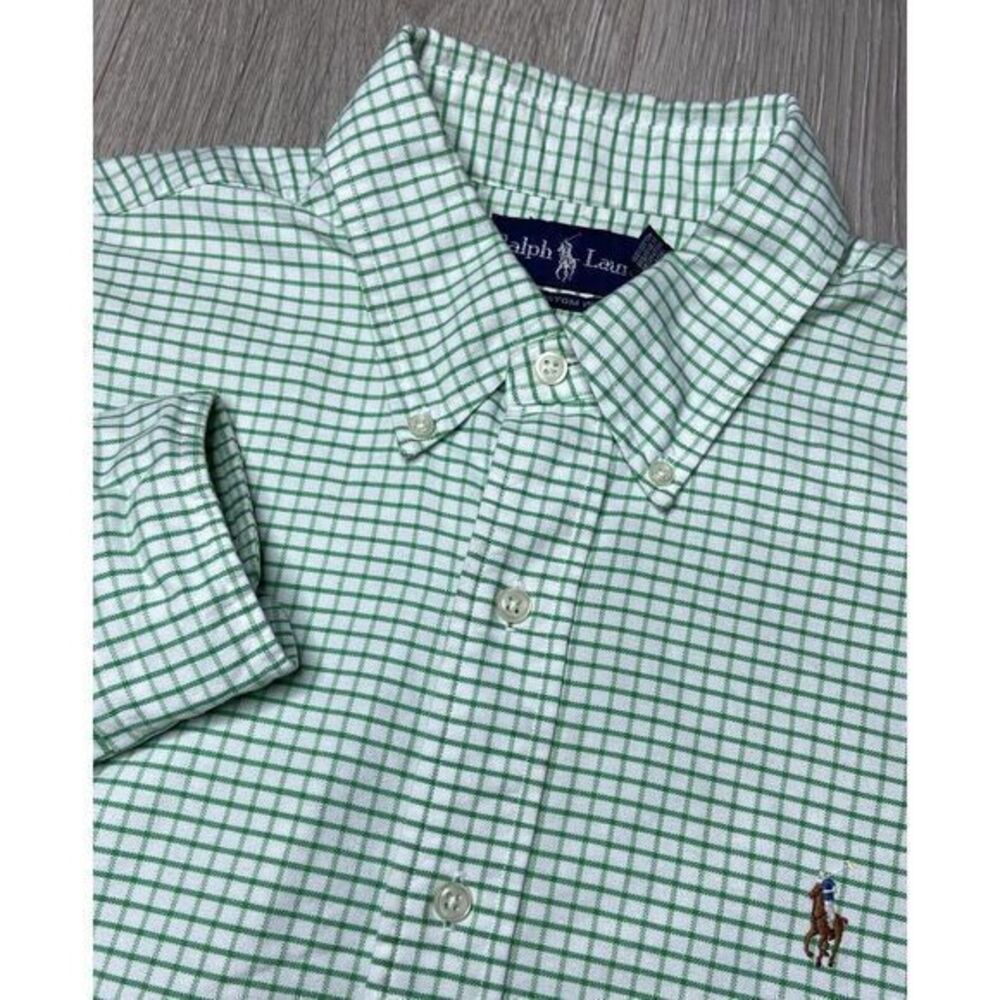 Ralph Lauren Shirt Custom Fit Long Sleeve‎ Button Down Check Plaid Flesh Pony L